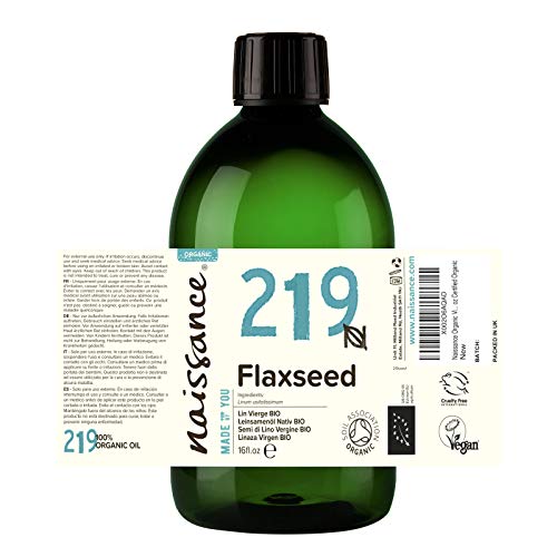 Naissance Certified Organic Virgin Flaxseed (Linseed) Oil 16 Fl Oz - Pure & Natural, Unrefined, Vegan, Hexane Free, Non Gmo - Moisturising & Nourishing Oil For Hair & Skin #TOP1