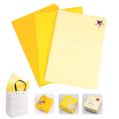 MR FIVE 20"x 30" Assorted Yellow Tissue Paper Bulk,Yellow Tissues Paper for Gift Bags Fall Birthday Wedding Thanksgiving Holiday,3 Colors,30 Sheets