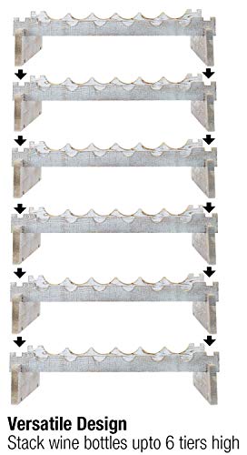 Sorbus® Wood Wine Stackable Rack 6 Tier — Rustic Style Wine Racks For Bottles — Perfect For Bar, Wine Cellar, Basement, Cabinet, Pantry, Etc. (6-Tier, Grey Wood) #TOP3