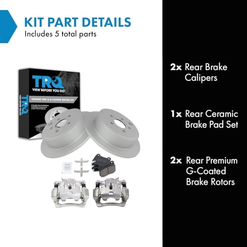 Image of TRQ Rear Brake Pad and Rotor Set Ceramic G Coated Rotors Calipers