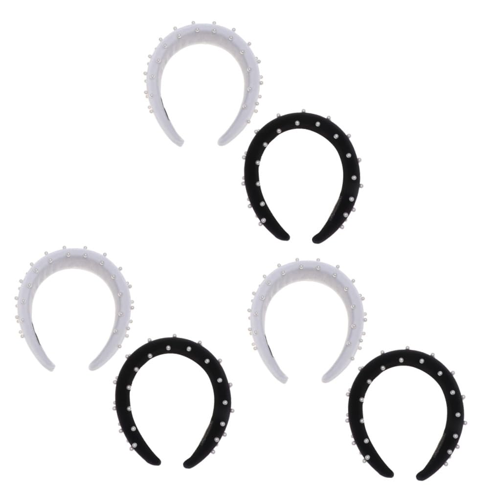 minkissy 6piezas Diadema De Perlas Esponja Flannelette Para Mujer Negro y Accesorio De Moda Para Fiesta y Uso Diario