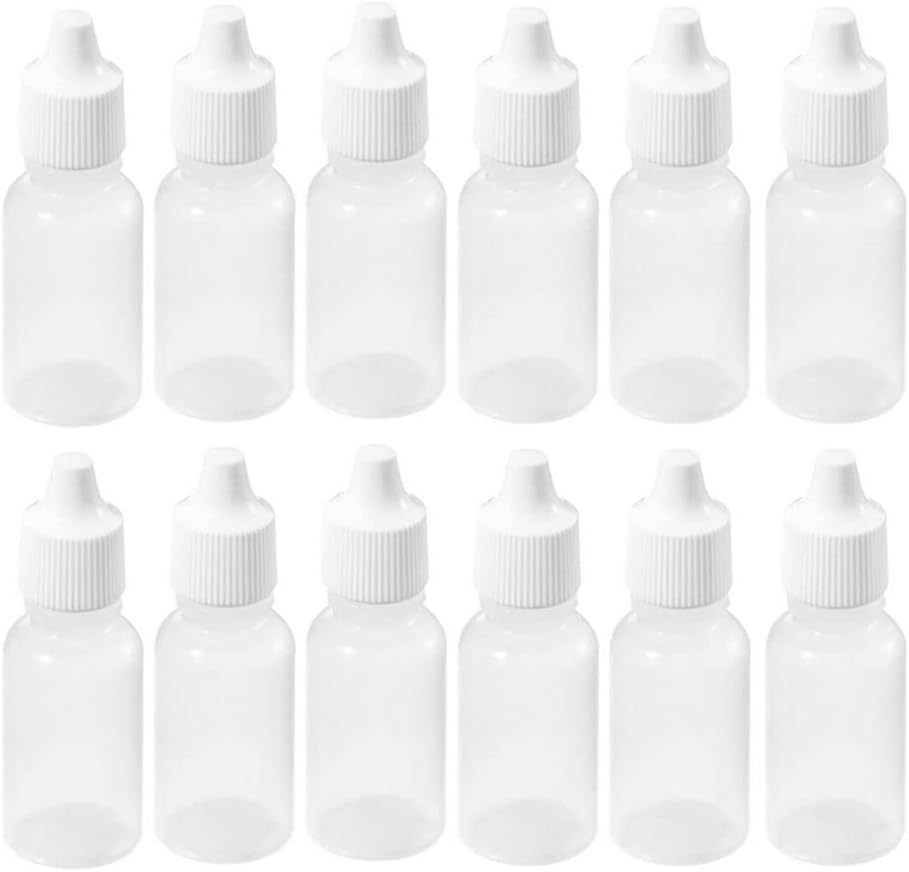 12PCS 50ML 1.7oz Clear Empty Refillable Plastic Squeezable Eye Drop Dropper Bottle Liquid Medicine Container With Screw Cap Essential Oil Container Bottles
