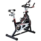 HOMCOM 8kg Flywheel Stationary Exercise Bike Racing Bicycle Home Fitness Trainer with Adjustable Resistance LCD Display Wheels Black