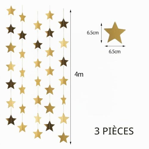 3 Pièces Guirlande d'Étoiles à Paillettes Briller Etoiles Bannière Décor – vue 7