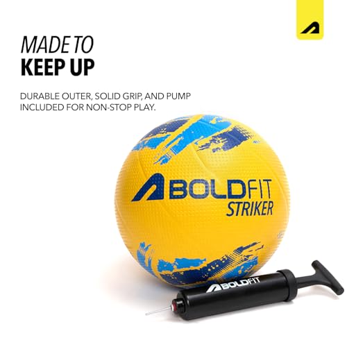 Image of Boldfit Volleyball Standard Size for Men and Women Sports Volley Ball with Free Pin Strong Grip Vollyball Original Brand Volleyball for Boys Super Volly Ball - Striker Yellow with Pump