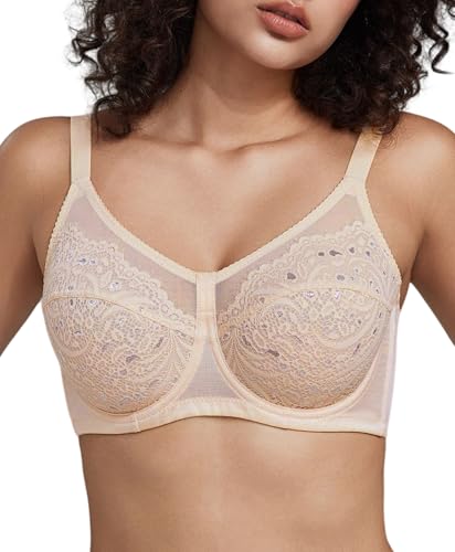 Image of Minimizer Bras for Women Full Coverage Lace Unlined Underwire Bras