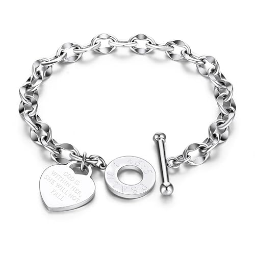 JUPPE Silver Titanium Engraved Proverbs 4:23 Bracelet