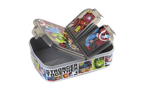 Image of SKi Homeware Trio 3 Compartment Bento Lunch /Snack Box + Sipper Bottle Combo |for Kids' School, Picnic, Sports | for Return Gifts or Party Favours- Avengers