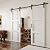 ARKHJEM White Double Sliding Barn Door - 48''×84'' Frosted 3 Panel Glass, Sturdy, Need to Assemble, Suitable for Living Room