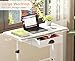 Adjustable Height Standing Desk With Drawer, Rolling Sit Stand Up Desk With Wheels, Small Sit To Stand Computer Desk, Adjustable Desktop Height, On Wheels, White, For Walking Pad Laptop Treadmill