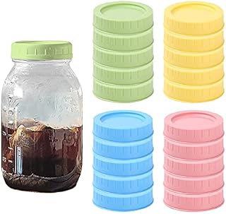 MLfire 20pcs Plastic Mason Jar Lids Food-grade Mason Jar Caps Fit Regular Mouth 70mm Reusable Leak Proof Replacement Jar Lids Dishwasher Safe for Mason Jars Canning Jars