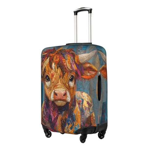 cute highland cattle Elastic Travel Luggage Cover Travel Suitcase Protective Cover2