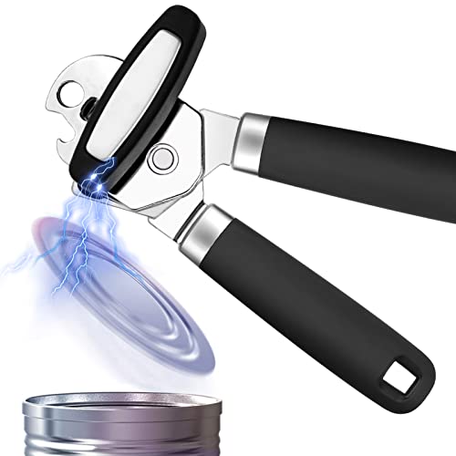 Can Opener Manual, Easy Grip Handheld Can Opener Smooth Edge, Can Openers With Sharp Blade,Safety Effort-Saving Can Opener For Seniors Mama, Kitchen, Commercial Bottles Opener Black #TOP7