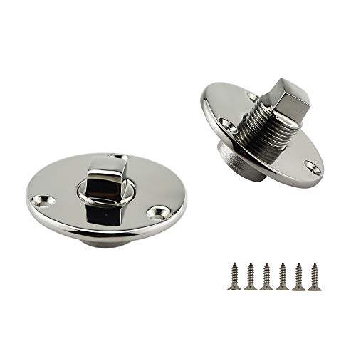 NRC&XRC Pair of Boat Garboard Drain Plug Marine Stainless Steel W Screws