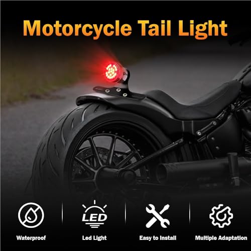 Feu arrière de moto rouge avec support de plaque d'immatriculation Bobber - 7