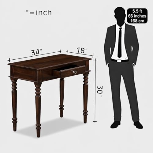 Image of Study Table for Students Study Desk Table Office Table for Work from Home Writing Office Desk Computer Desk (Dark Walnut)