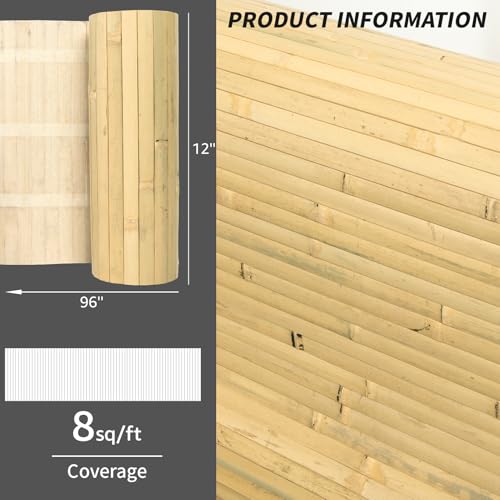 Image of Art3d 12 x 96 in Pole Wrap Natural Bamboo Wall Panel, 1-Pack, Natural