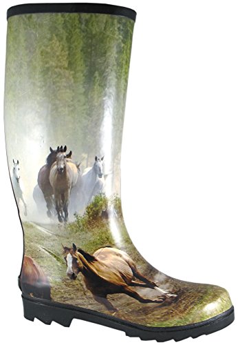 Smoky Women'sRubber Boot with Horse Print