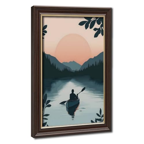 Kayaks sur le lac au coucher du soleil poster toile évasion nature