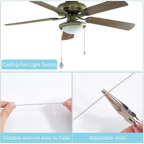 Image of CRASPIRE 12Pcs Seashell Ocean Marine Animal Ceiling Fan Pull Chain | Alloy Dolphin Crab Octopus, Vintage Green Patina, Hanging Pendant Charm, Ball Chain Dangler Extension