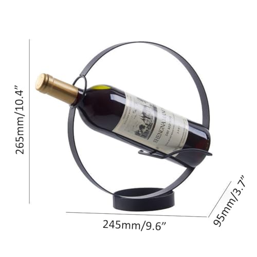 kaileyouxiangongsi Metal Single Tabletop Wine Rack – Freestanding Countertop Decorative Wine Bottle Holder, Unique Wine Gifts and Accessories for Wine Lovers (Black)