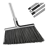 Heavy-Duty Broom Outdoor for Courtyard Garage Lobby Mall Market Floor Kitchen Room Office Pet Hair Rubbish Cleaning(Silver)
