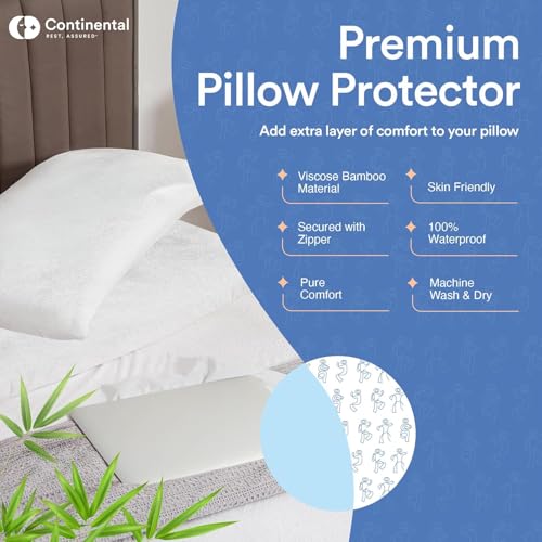 Continental Bedding PILLOWPROTECTORBAMBOO-22X22-1 Feather Proof, Waterproof And Down Proof Luxury Zippered Viscose Derived From Bamboo Throw Pillow Protectors: Silky Smooth Comfort 22X22 Inch thumb #1