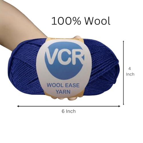 Image of VCR Deep Blue Wool Ease Yarn, 100 Grams Hank, 260 Meters Length, 100% Wool Ball for Crochet and Knitting, Suitable for Mufflers, Scarves & cowls Pack of 1