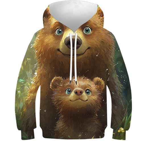 Sweat à capuche enfant ours forêt pour l'école