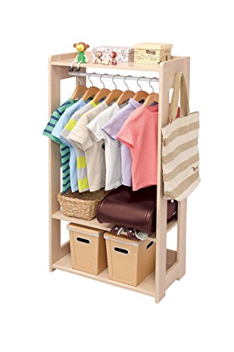 Image of IRIS USA, Inc. Small Wooden Clothing Display Garment Rack, Tan (WGR-1)