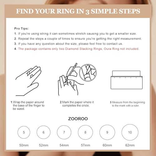 2-Pack 14K Gold Plated Stacking Rings for Oura Ring Gen 4/Oura Ring Gen 3, Cubic Zirconia Simulated Diamond Stack Rings for Women3