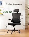 Marsail Ergonomic Office Chair, High Back Mesh with Lumbar Support | Breathable mesh back, adjustable lumbar support, 3D armrests and reclining design for customized comfort during long hours