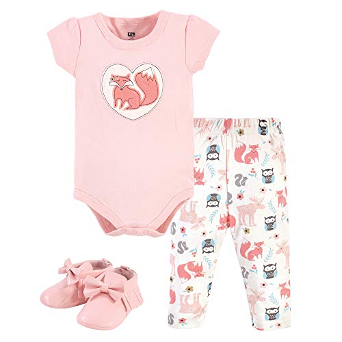 Image of Hudson Baby Unisex Baby Cotton Bodysuit, Pant and Shoe Set