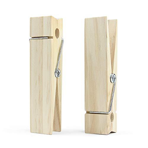 6 Inch, Giant Clothespins, Jumbo Wood Clips for DIY Craft, Bathroom or Laundry Room Decoration, 2 PCS