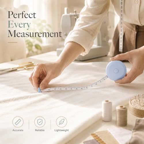 Image of Woffely Retractable Body Measuring Tape (Pack of 1), Pocket Size Soft Flexible Tape Measure with Auto Retract Button for Body Measurement, Sewing, Tailoring, Fabric & Home Use
