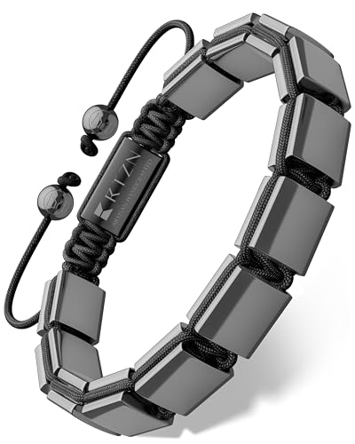 RTZN Hematite Bracelet for Men Premium Artisan Handcrafted Authentic Hematite Stone Bracelet Adjustable 8mm Mens Hematite Bracelet for Strength Confidence & Focus (Havana)