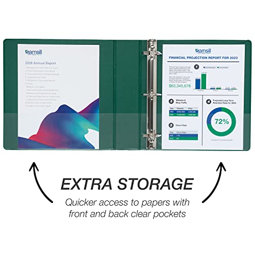 Image of Samsill Durable 2 inch 3 Ring Binder, D Ring Binder, 100% Recycled Chipboard, Green, 4 Pack
