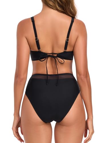 Ocean Blues Women's Triangle Bikini Set High Waisted Two Piece Bathing Suit Sexy Mesh Bikini3