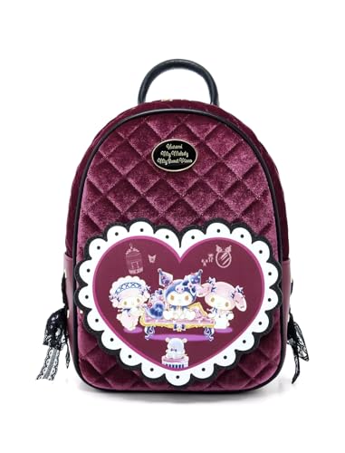 Hot Topic Her Universe Kuromi My Melody & My Sweet Piano Velvet Mini Backpack BURGUNDY NONE