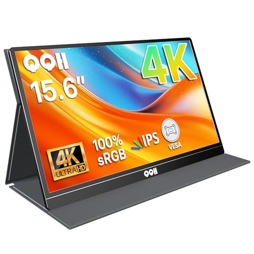 QQH 4K Portable Monitor, 15.6' IPS 3840x2160 UHD USB-C HDMI Travel Portable Monitor for Laptop,...