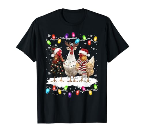 Frohe Weihnachten DREI Hühner Xmas Farm Animal Lover T-Shirt