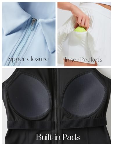 AFZ Women Pleated Tennis Skirt Set Two Piece Racerback Golf Outfits Pickleball Athletic Dresses with Shorts3