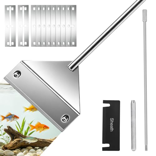 Ymiueip 25 in Algae Scraper for Glass Aquariums - with Sheath, 10 Blades