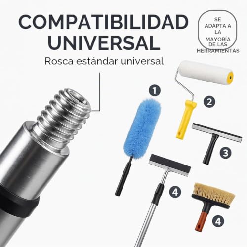 Poste de extensión telescópico Bates de 3 pies con bloqueo abatible para pintura y limpieza 6