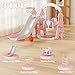 YUFU 4-in-1 Toddler Slide and Swing Set, Kids Slide with Climber, Swing, Basketball Hoop, Indoor Outdoor Playset for Toddlers Age 1-3 (Pink)