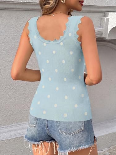Image of Saodimallsu Womens Ribbed Knit Tank Top Summer Sleeveless Square Neck Casual Basic Slimming Sweater Vest Tops