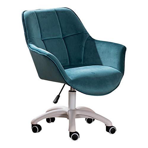 Chaise de bureau pivotante ergonomique en velours avec dossier moyen et accoudoirs