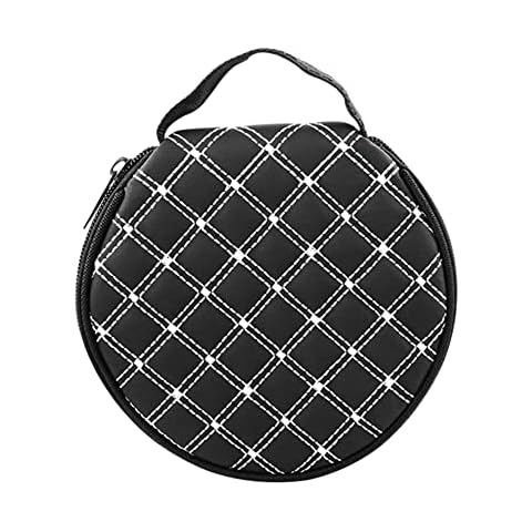 HAPLIVES Portable CD Case,20 Capacity Round CD Holder Microfiber Leather DVD Storage Bag CD Wallet Holder Organizer DVD Pouch with Zipper for Car Office Living Room Home Travel(White square) Cover