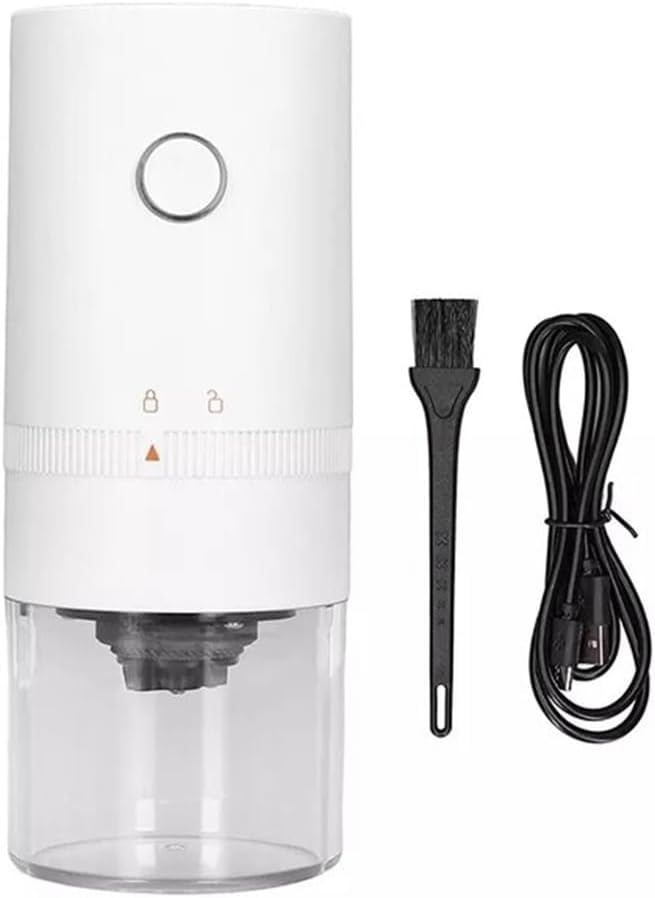 Aboiled Portable Electric Coffee Grinder with Ceramic Burr, USB Rechargeable, Automatic Stop, White(White)