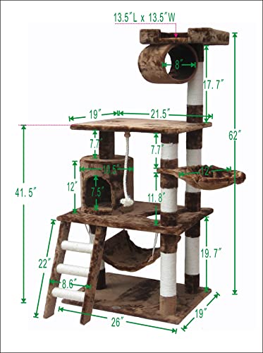 Go Pet Club Brown 62" Cat Condo F68 #TOP4